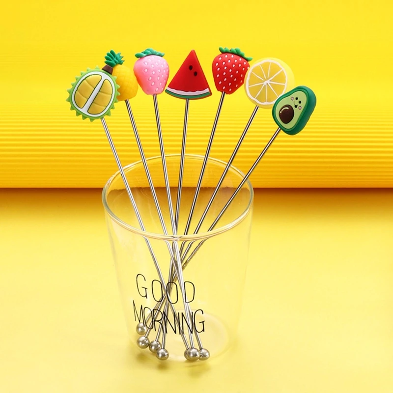 304 Stainless Steel Stirring Spoon Cocktail Stirring Stick Coffee Spoon Milk Tea Sticks Fruit Designed