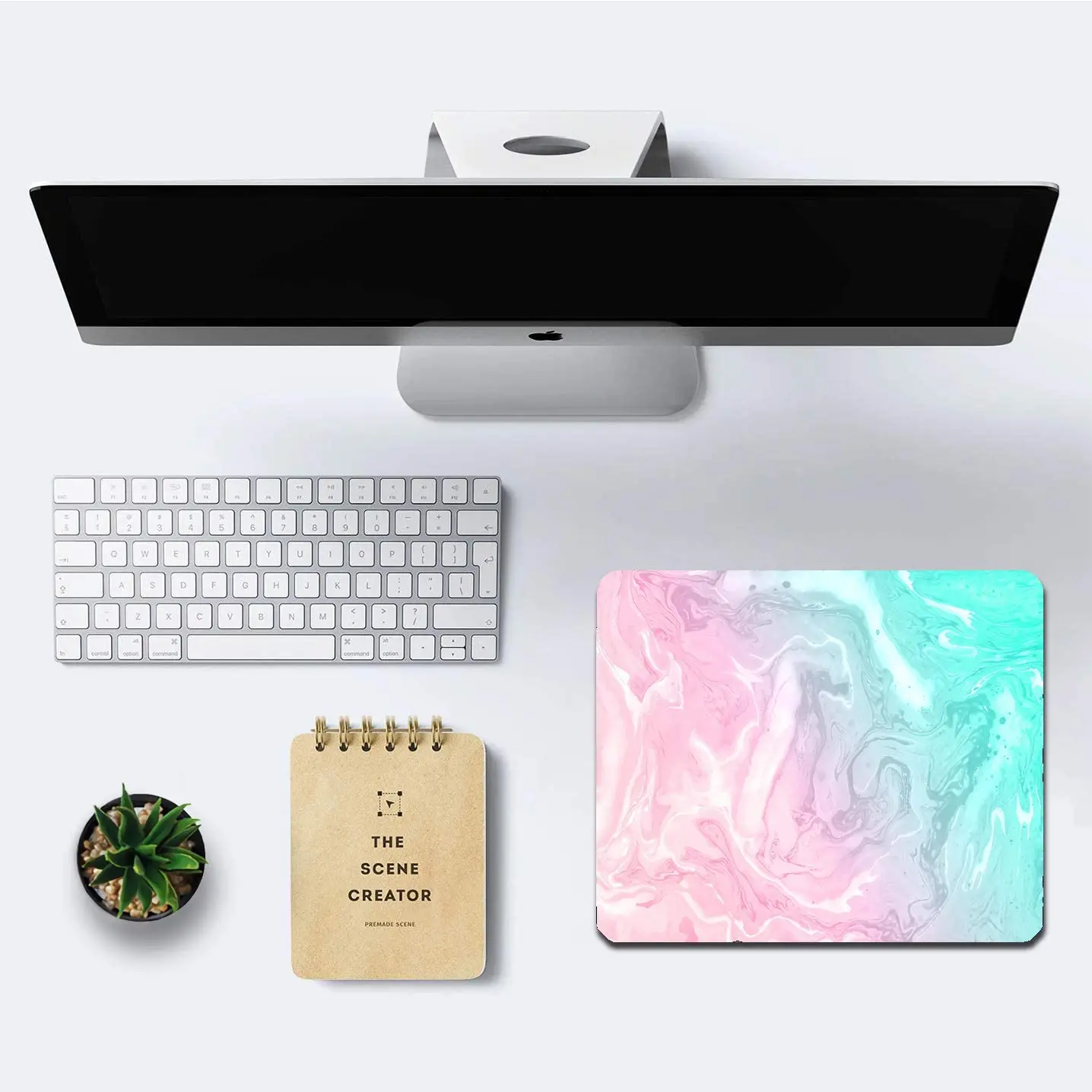 Pink and Green Marble Mouse Pad Beautiful Marbled Ink Art Mouse Pad for Women Non-Slip Rubber Base Mousepad for Computer Laptop