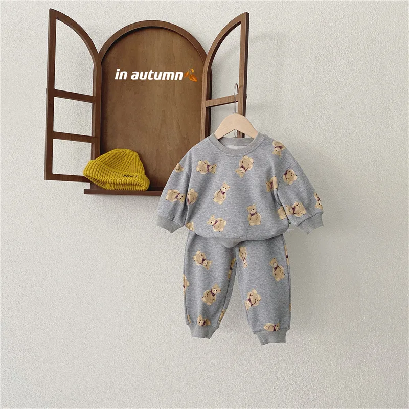 Baby Boys Sports Bear Hoodie Set Casual Clothing
