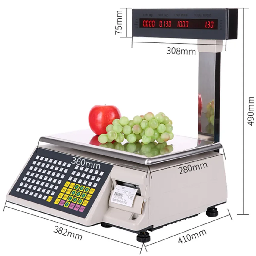 Price Computing Scale Digital Counting Scale Label Printing Scale LCD  Commercial Food Produce Scales for Kitchen Stores Restaurant Market  Convenience