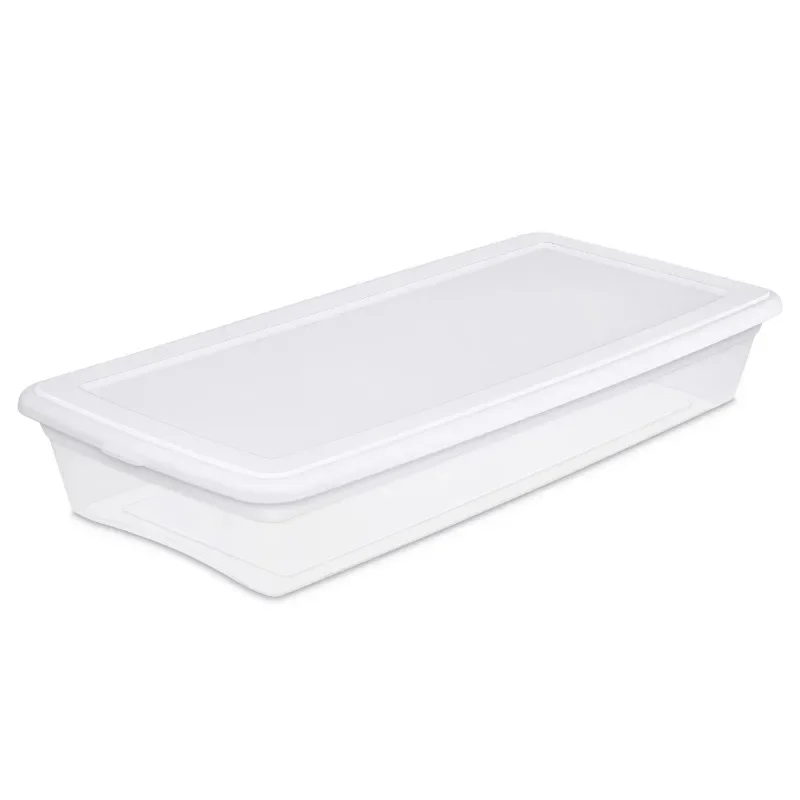 

Sterilite 41 Qt Storage Box Clear Base White Lid Set of 6