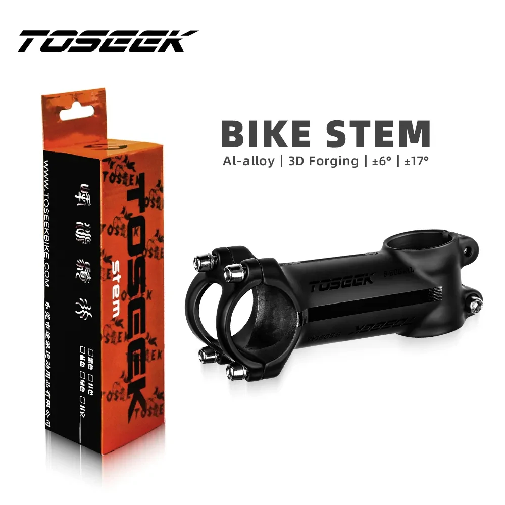 

TOSEEK MTB Ultralight Handlebar Stem 6/17 Degree Aluminum Bicycle Holder Riser Table 60mm-120mm Power 31.8mm Bike Accessories