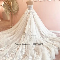 Strapless Glitter Wedding Dress ForPrincess A Line Lace 2024 New Applique Elegant Bridal Gowns Zipper Back Robe De Mariée 2
