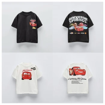 Potdemiel Summer Kids T-shirt Short Sleeve Top Cartoon Cars Pixar Lightning Mcqueen Printed Boys Clothes Baby Tops 1