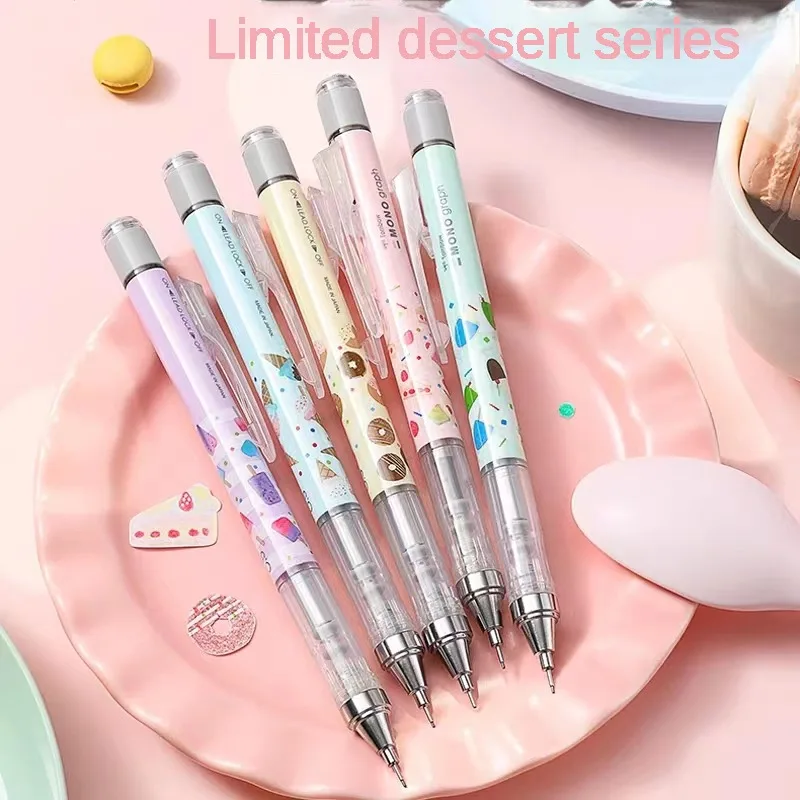 0.5MM Tombow Dragonfly Exclusive · Dessert Series Automatic Pencil Graph Grip Shake Out Lead Band Rubber Learning Stationery 12pcs pack colorful stripe pencil rubber pencil child correction grip lead free poison triangle rod pencils free shipping