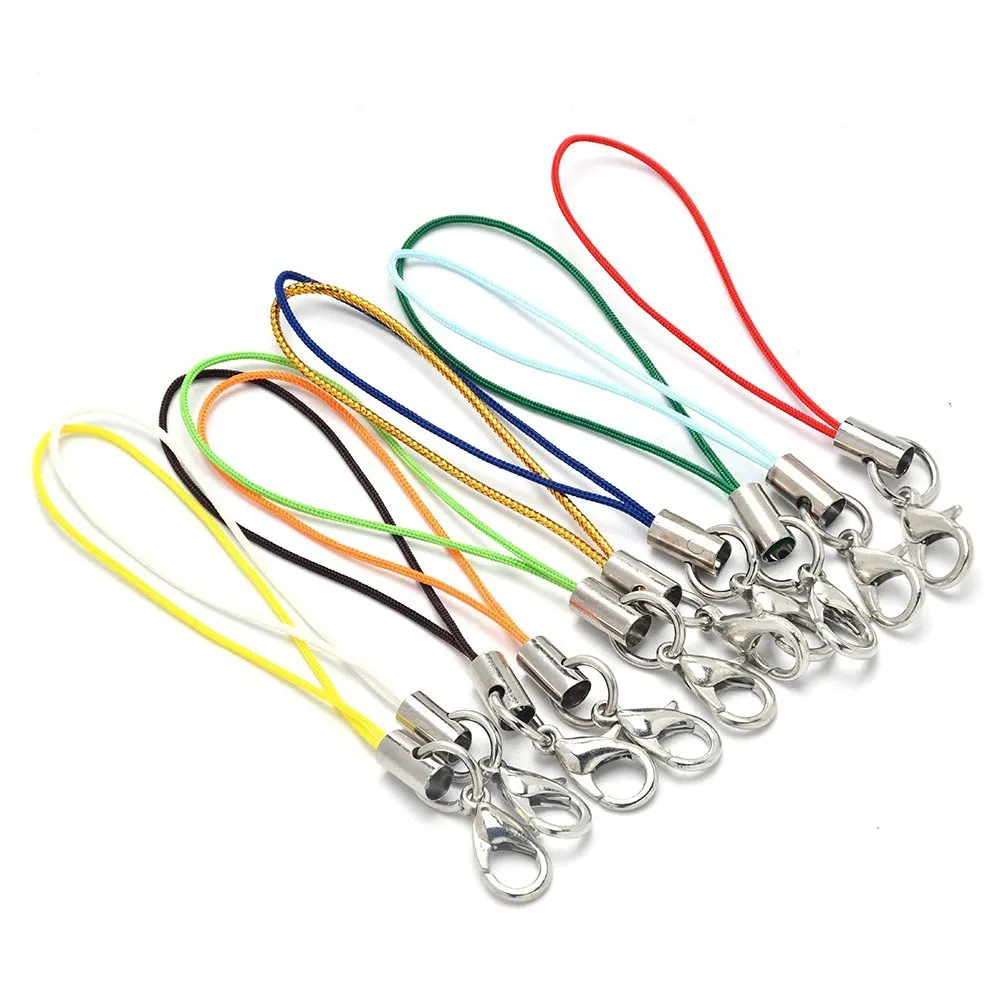 50 stücke Schwarz Strap Charm Cord Lanyard Lariat Strap Cords Hummer Verschluss Seil Schlüsselanhänger Haken Mobile Set Charms Schmuck Zubehör – Detail 3