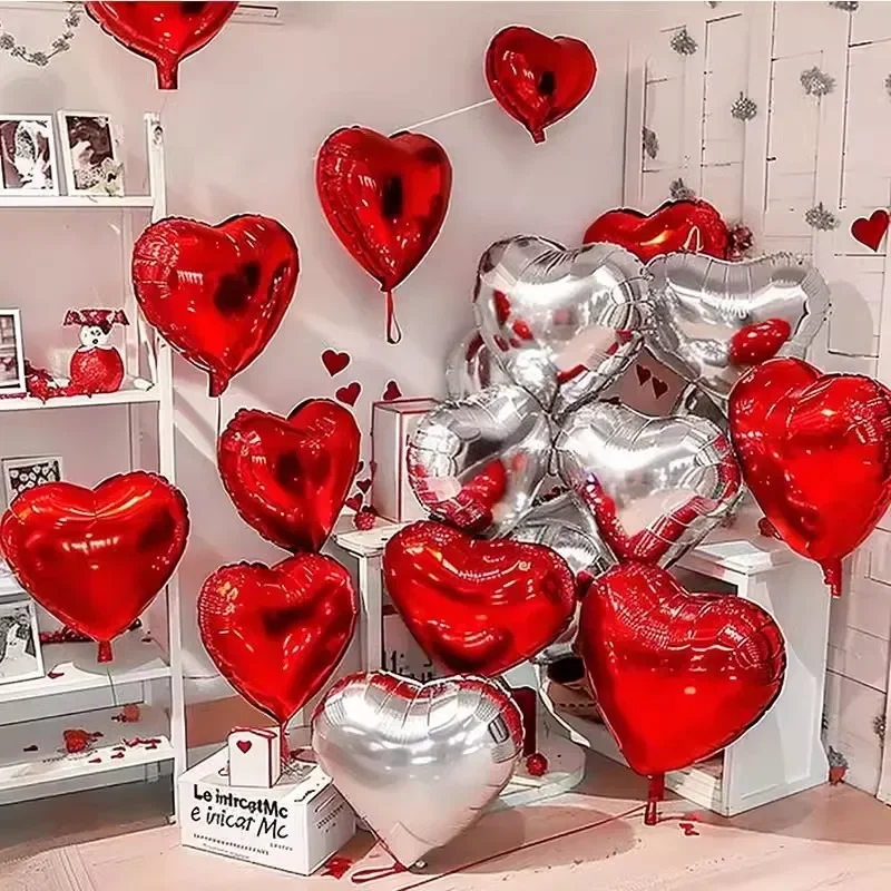 18Inch Red Heart Balloons Inflatable Love Shaped Aluminum Foil Balloon ...
