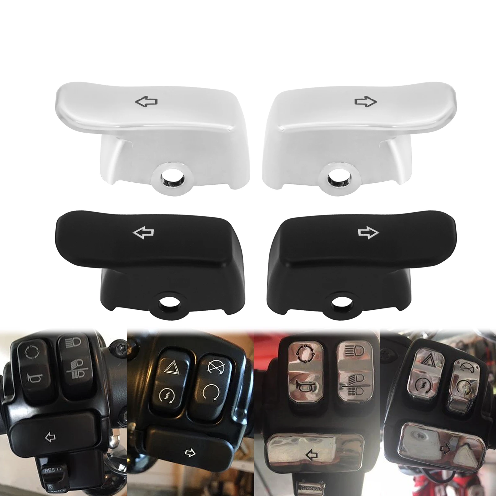 

Motorcycle Turn Signal Extension Cap Switch Button Extended Cover Black/Chrome For Harley Softail Deluxe 2011-UP Sportster XL