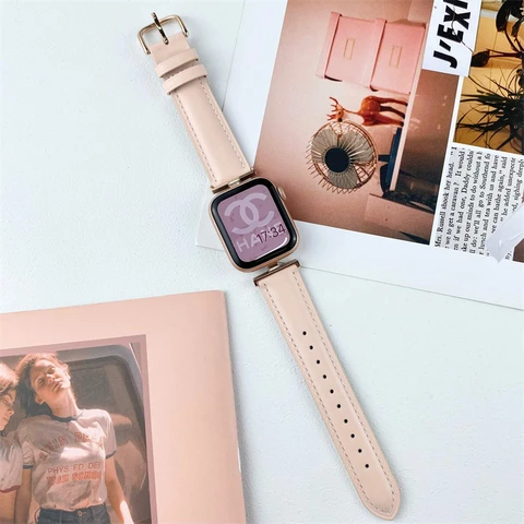 Leather strap For Apple Watch band 44MM 40MM 42MM 38MM Bracelet Belt for iWatch series 7 6 SE 5 4 41MM 45MM Correa Wristband