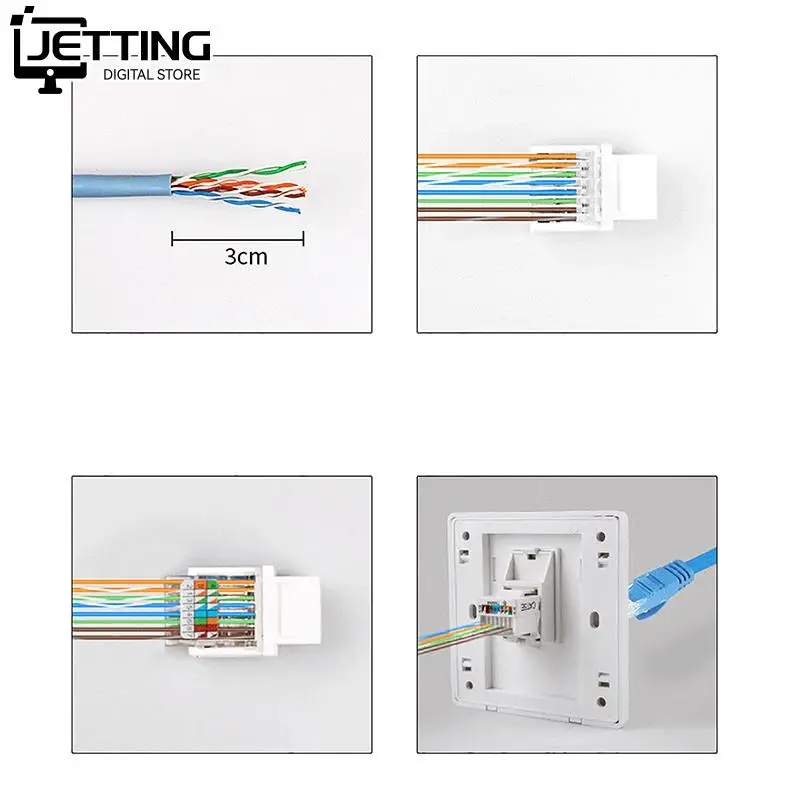 Tomada do Computador Cabo Adaptador Jack Soquete de Informações Substituição do Adaptador do Cabo de Rede sem Ferramentas Cat5e Utp Conector Rj45 Pcs - Imagem 3
