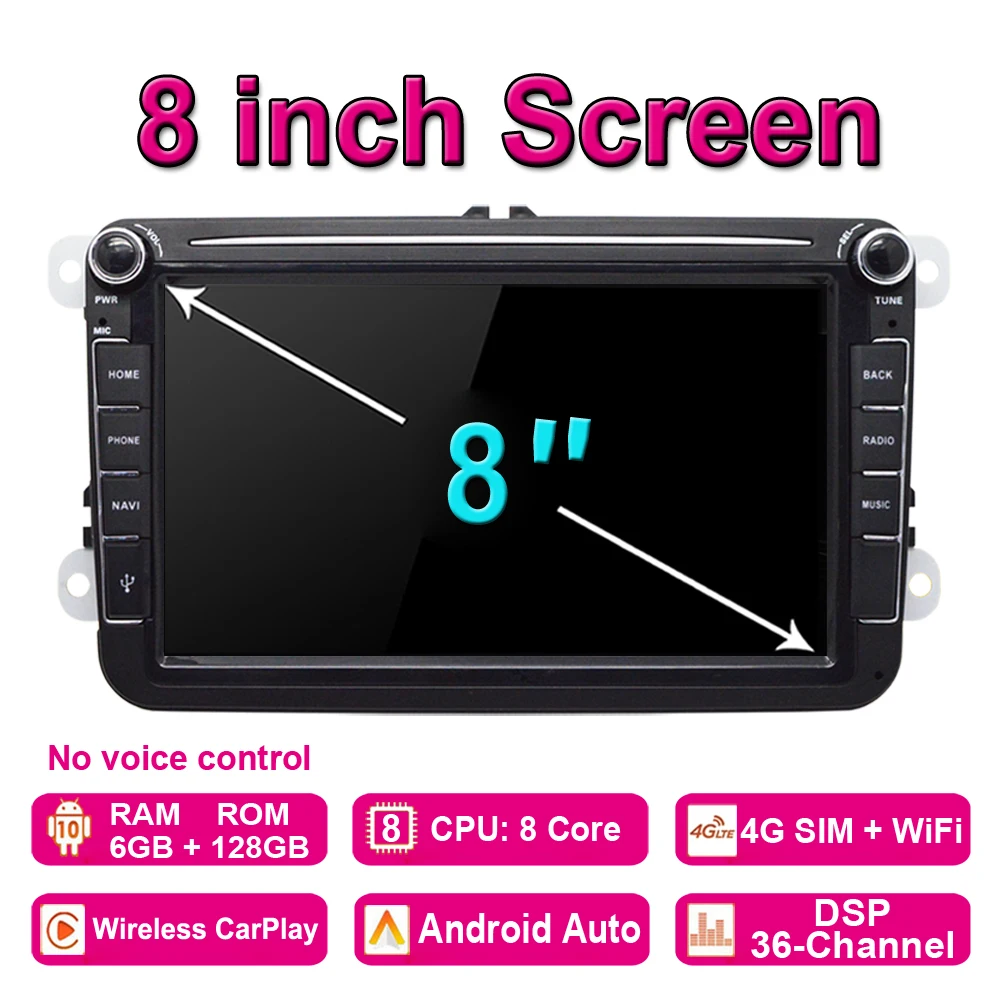 2Din Android 10 Car Radio Multimedia Player GPS WiFi/3G/4G For VW/Volkswagen/Golf/Polo/Tiguan/Passat/b7/b6/ SEAT/Skoda/Octavia car tv screens with bluetooth Car Monitors