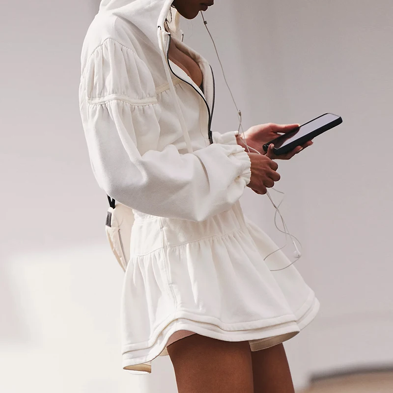 Sport Golf Tennis Hoodie Dress for Women 100%Cotton Long Sleeve Sweatshirt Casual Streetwear Winter Training Outfits
