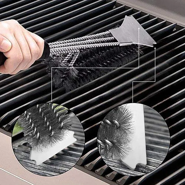 Rozsdamentes Acél Barbecue Kefe Kültéri Utazási Grill Tisztító Kefék Konyha Nem Tapadó Tiszta Szerszám Otthoni Grillhez - Image 2