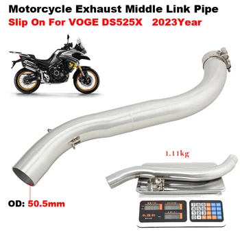 Slip On For VOGE DS525X 525X 2023 Motorcycle Exhaust Escape Modify Motorbike Stainless Steel Middle Link Pipe 51mm Muffler Moto