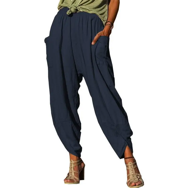 Summer New Women's Personality Loose Cotton and Linen Pants