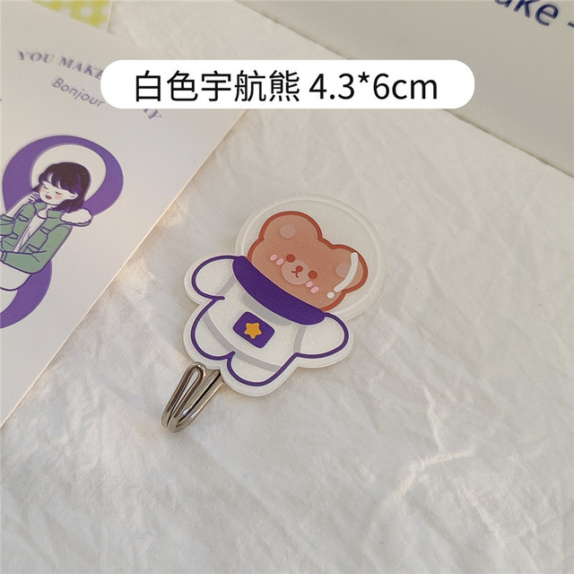 Cartoon Acrylic Wall Hook Coat Bag Hat Rack Door Mask Key Hanger Organizer Free Punch Self-adhesive Kitchen Hooks Home Decor