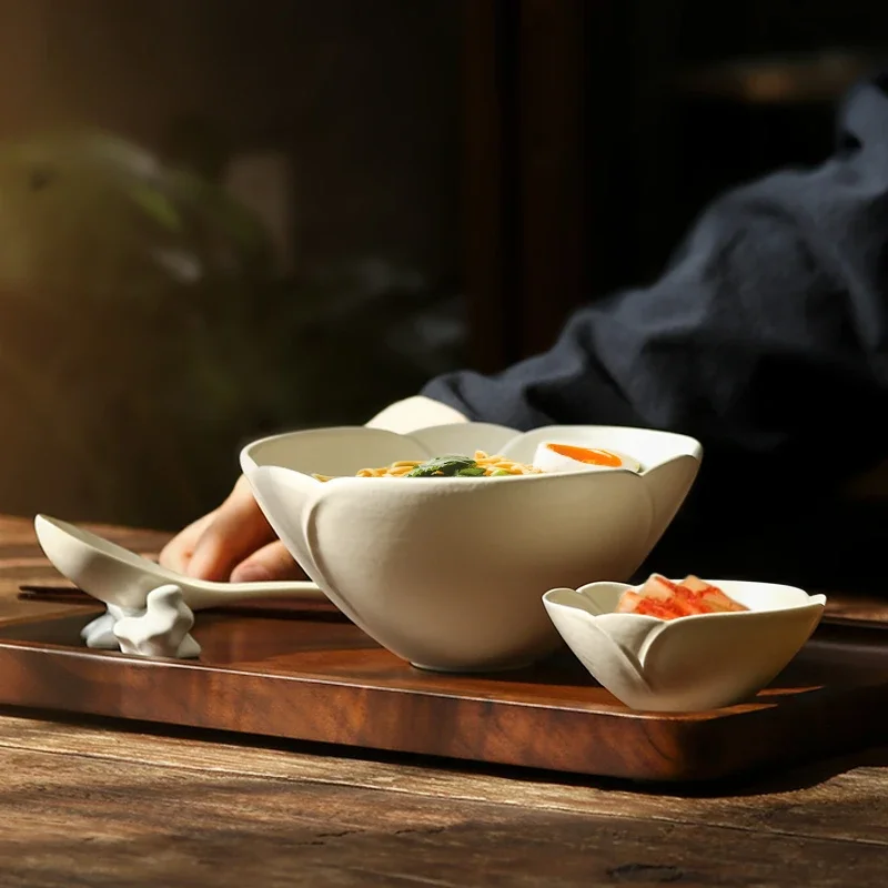 Handmade Ceramic Tableware Set Household Simple Rice Bowl Housewarming Tableware Set Advanced Sense Bowl Plate Underglaze Color