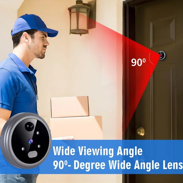 Doorbell Peephole 2.8in LCD Screen Smart Wireless Door Viewer Camera PIR Motion Detection 90° Wide Angle Night Vision Door Bell 2