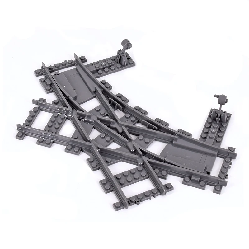 MOC Creative Expert Ideas city train single slip switch R40 crossings rails tracks bricks building block toys accessories kids gift
