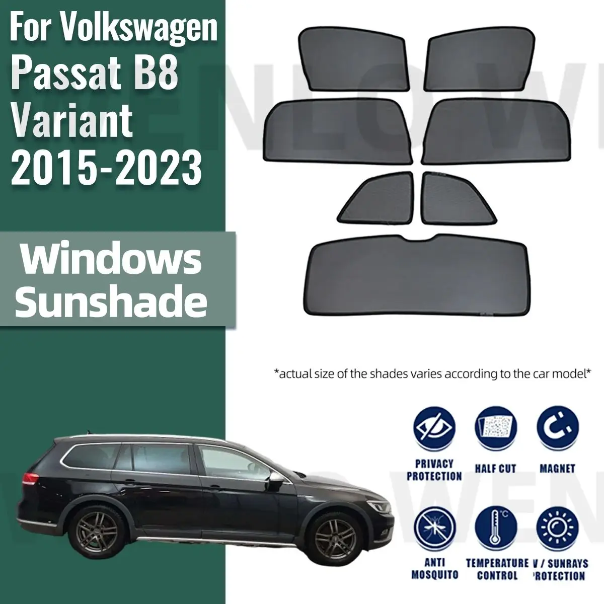 

For Volkswagen VW Passat B8 Wagon Variant 2015-2023 Front Windshield Curtain Magnetic Car Sunshade Shield Side Window Sun Shade