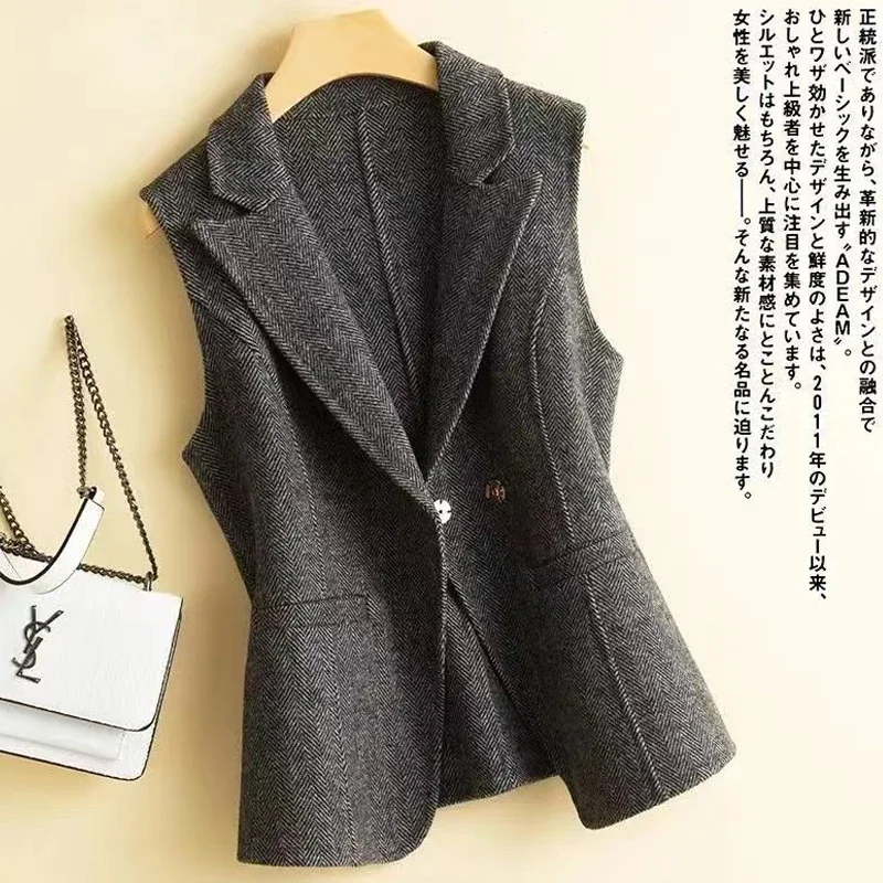 

Tweed Vest Female Fall And Winter New Fashionable Elegant Short Section Of The Commuter Wear Suit Collar Shoulder Jacket Z010