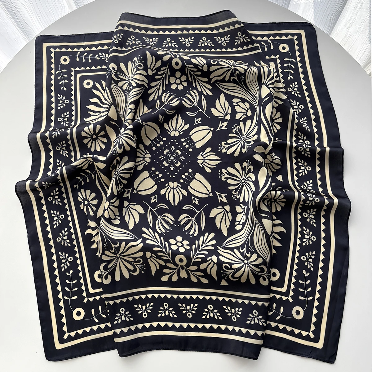 Women Scarf Silk Imitation Satin Scarves Retro Paisley Neckerchief Foulard Square Hairbands Female Scarves Shawls Wraps - 2