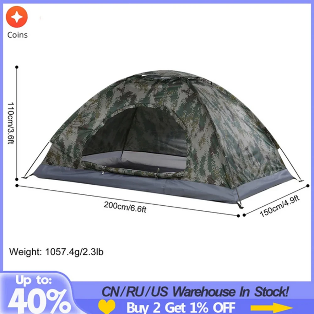 Single Layer Ultralight Camping Tent Portable Anti-UV Coating UPF 30+ for Outdoor Beach Fishing