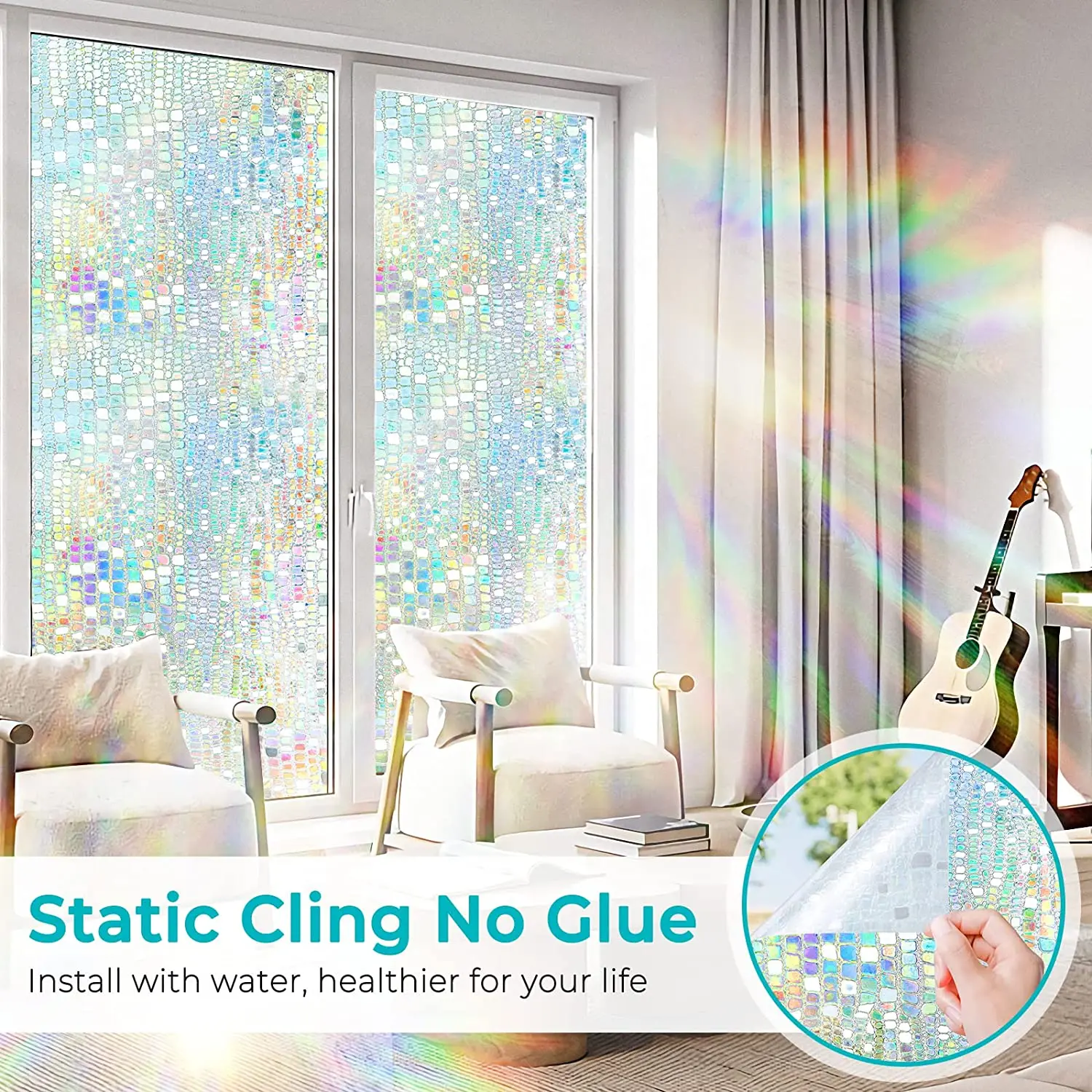 Stained Glass Window Film: Rainbow Window Film With 3d Holographic, Sun  Blocking Non-adhensive Window Stickers For Home Office - Decorative Films -  AliExpress