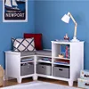 Martha Stewart Kids' Corner Nook - Creamy White: Wooden Storage Bench Bookcase Organizer with Seat Cushion and Fabric Bins 1