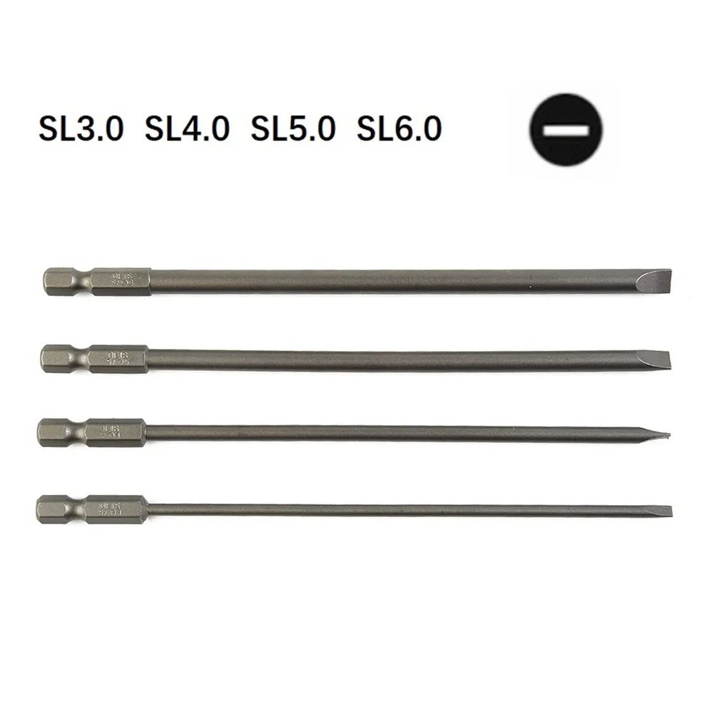육각 섕크 스크루드라이버 비트, 플랫 헤드, 절묘한 솜씨, 150mm, 긴 6.25mm, 1/4 인치, SL3.0, SL4.0, SL5.0, SL6.0