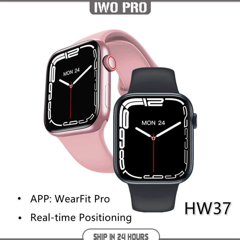HW37 Series 7 Smart Watch Language Call Blood Sugar Monitoring Caller Information Reminder Music Sports Watch PK W27 Iwo 13 W37