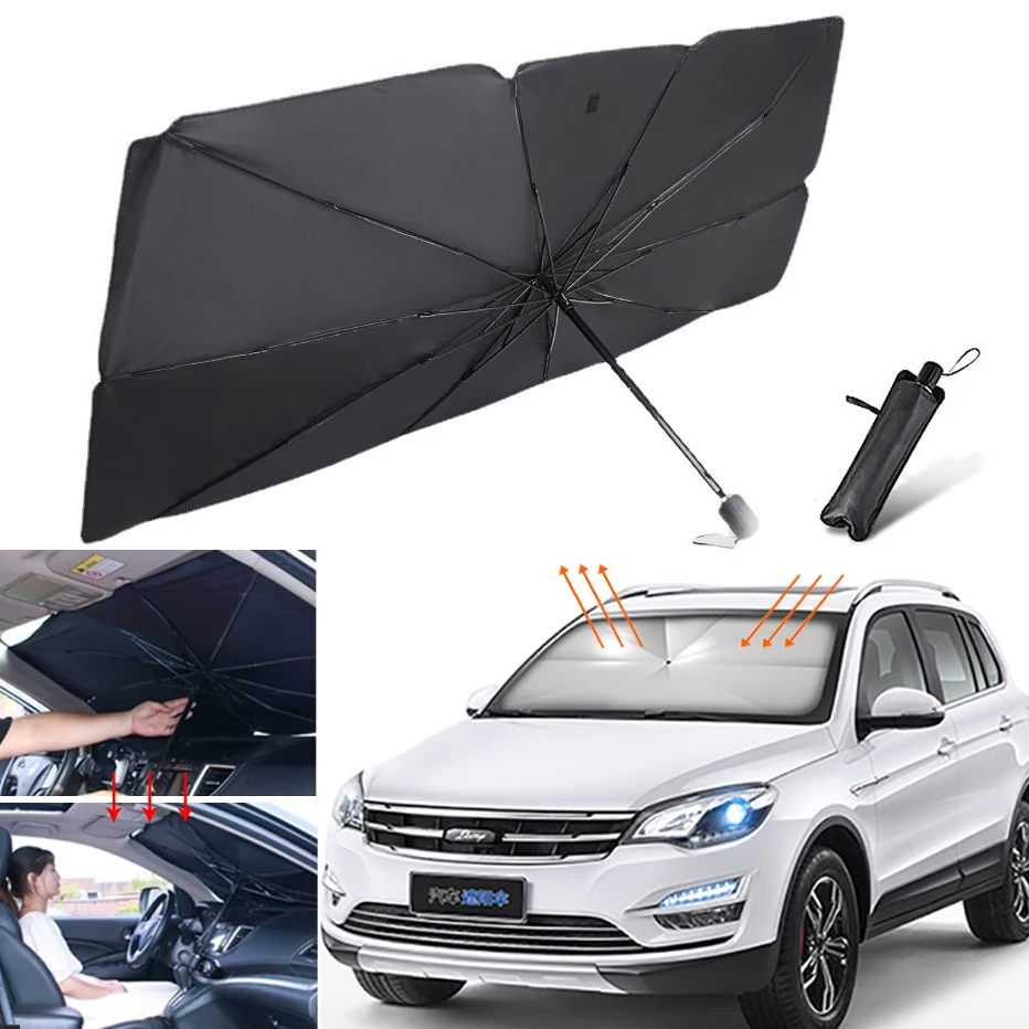 adatto per parabrezza anteriori di varie dimensioni blocca i raggi UV parasole per finestrini anteriori parasole pieghevole per auto Donkivvy Ombrello parasole interno per auto 
