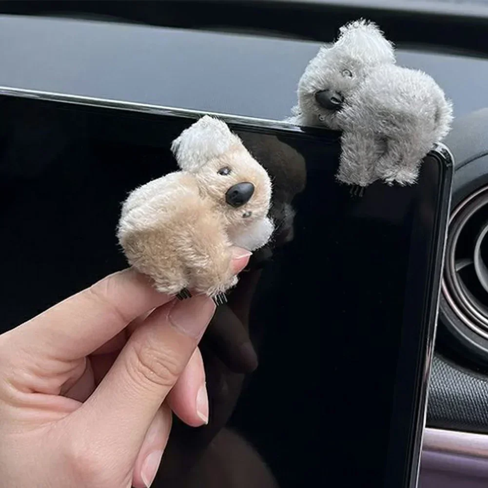 Plush Cute Koala Car Interior Decoration Auto Rearview Mirror Control Screen Decoration Sun Visor Card Clip Gift Car Accessories