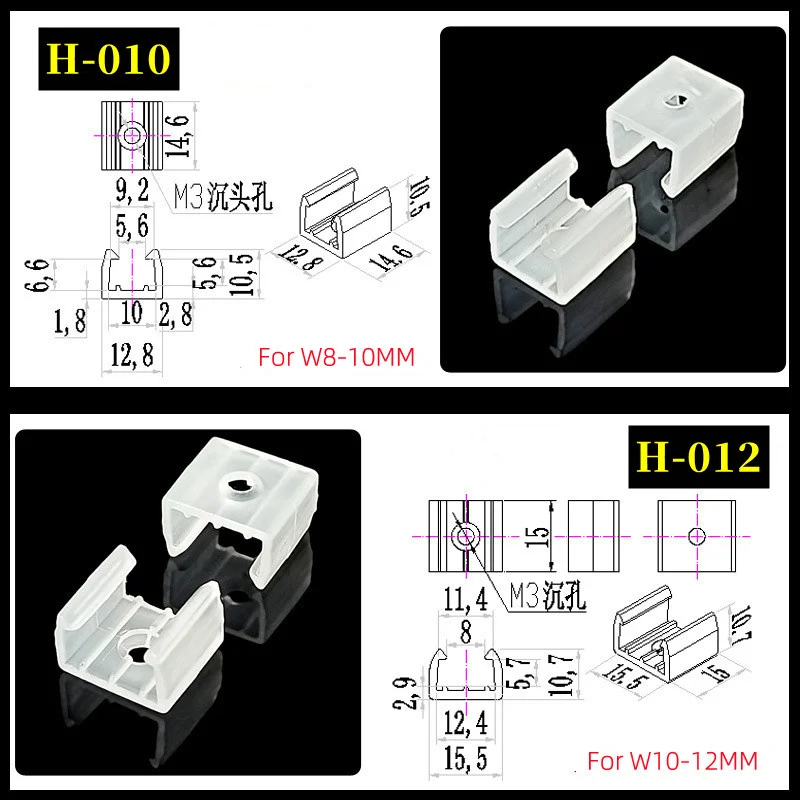 50pcs/set Plastic LED Neon Strip Light Fixed Clip 6/8/12mm Silicone Tube  Mount Buckle Flexible Ribbon Strip Light Holder Fitting