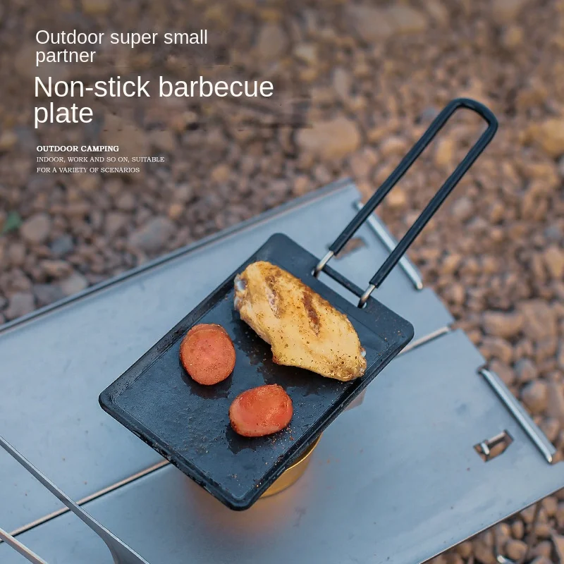 

Outdoor Rectangular Non Stick Barbecue Pan Korean Super Small Iron Plate Barbecue Meat Pan Camping Portable Steak Pan