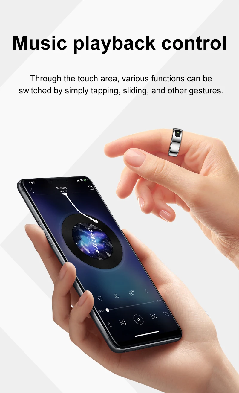New R08 Smart Ring With Charging Case Smart Touch Screen Health Monitor Sports Fitness Tracker IP68 5ATM Waterproof Smart Ring