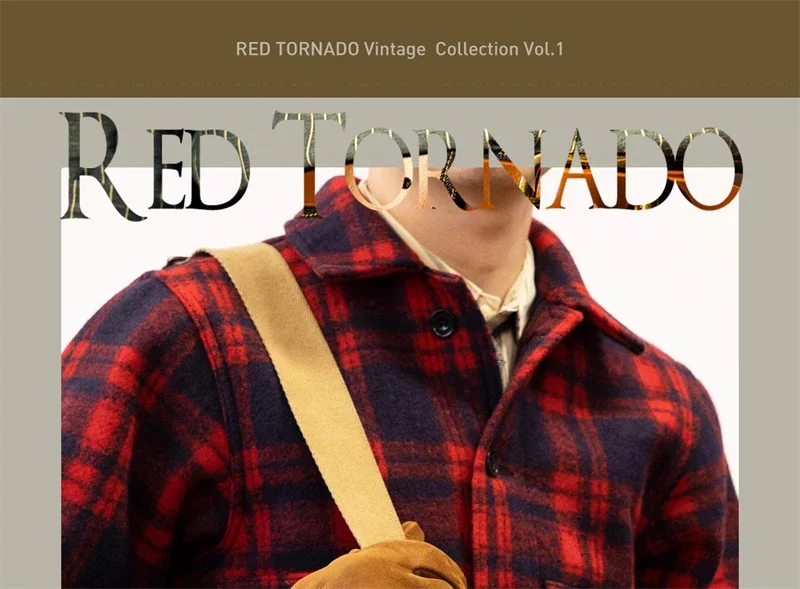 Description Picture 3 of itemRed Tornado Blue Plaid Coat Mid Length Heavy Woolen Mackinaw Cruiser Jacket