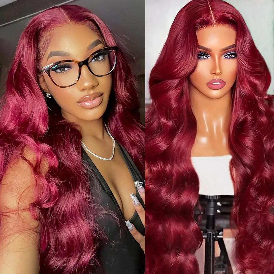 Burgundy 13x6 Lace Front Human Hair Wig