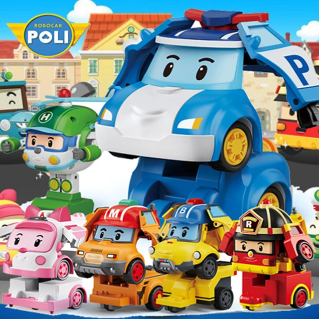 Cartoon Anime Action Figures Robocar Poli Ambe Roy Helly Transformation Robot Car Assembly Puzzle Educational Toys Kids Gifts 1