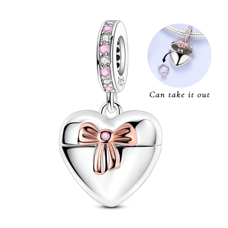 925 Sterling Silver Charms Beads Infinite Love Heart For Women DIY Jewelry