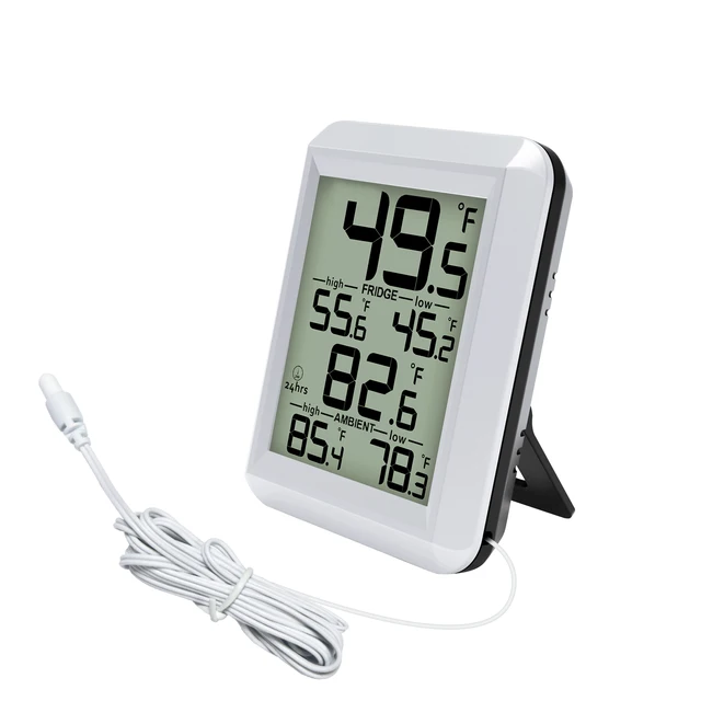 Thermomètre numérique pour réfrigérateur avec capteur étanche de 2 m, enregistrement minimum/Max ° F/ ° C pour réfrigérateur/congélateur/usage domestique 1