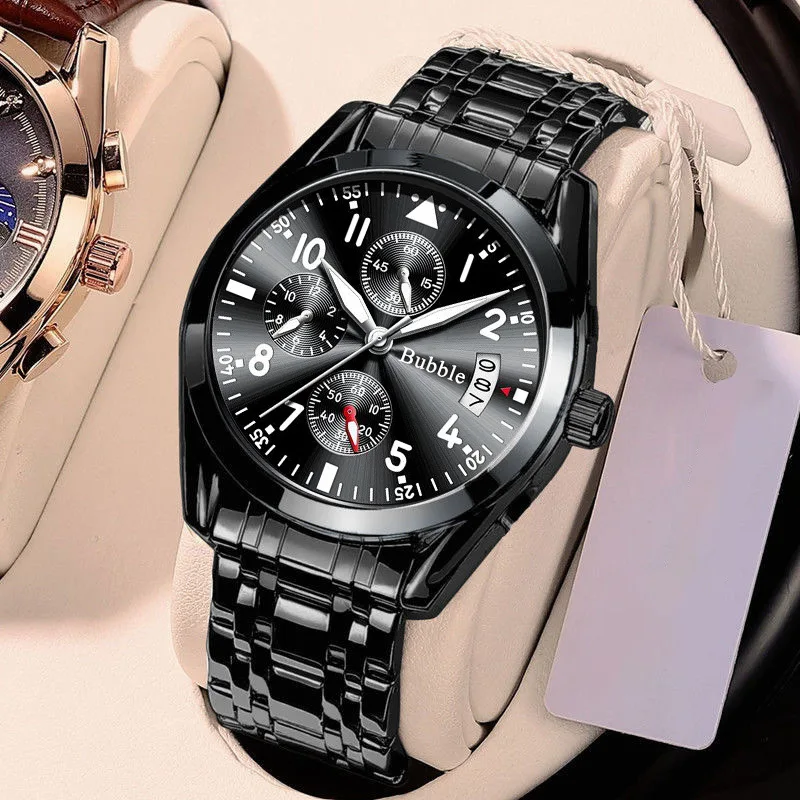 Men's High-End Luminous Steel Wristband Quartz Watch - Classic Business Fashion Trend Gift
