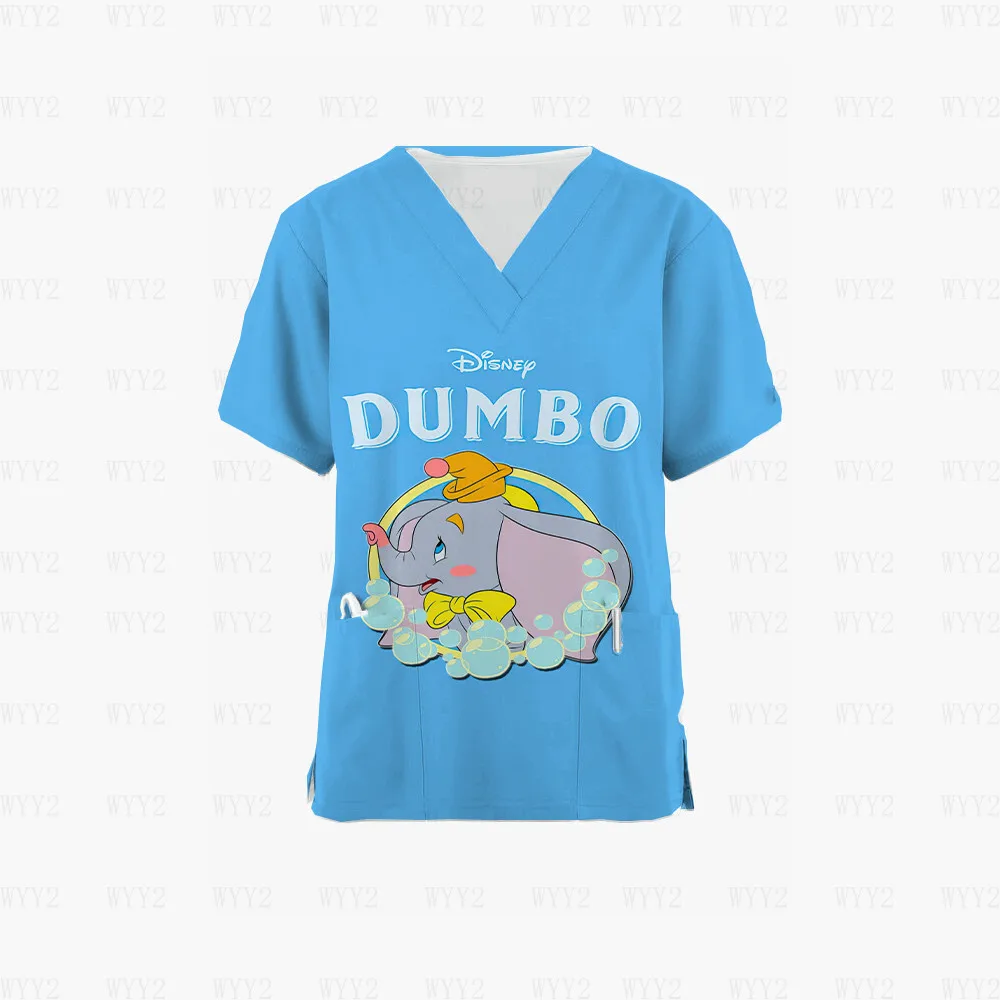 

Pharmacist Dentist Veterinary Nurse Tops Disney Dumbo Grooming Scrubs Printed Spa Nurse Medical Lab Medical Uniform