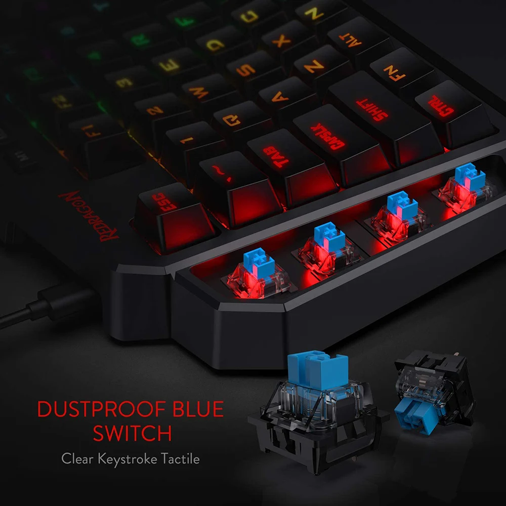 Teclado para Jogos Retroiluminado Rgb de Uma só Mão Teclado Portátil do Jogo Teclado Mecânico para Ps3 Ps4 Switch Laptop pc Gamer 42 Chaves - Imagem 3