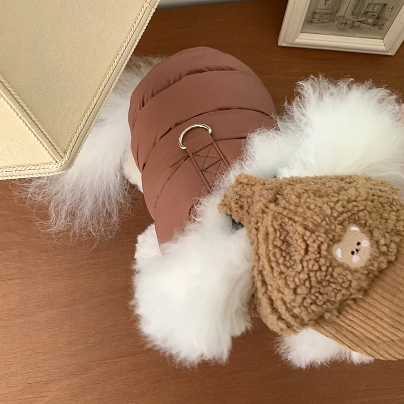 매력적인 애완 동물 면화 의류 개 겨울 의류 Bichon 따뜻한 코트 포메라니안 솔리드 컬러 옷 강아지 두꺼운 코트