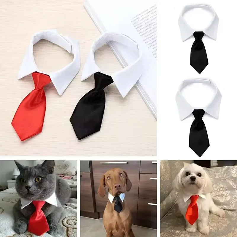 Pet Bow Tie Dog Cat Formal Necktie Tuxedo Bow Tie Black and Red Collar for Dog & Cat Pet Accessories for Wedding Holiday and Party Gift