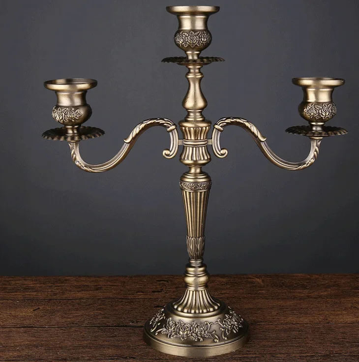 Home decor Bronze Candelabra Metal 5/3 arms Candle Holders Wedding Decoration Candlesticks Event Candle Stand Table Centerpiece candle holders