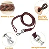 Genuine Leather Dog Leash Dogs Long Leashes Braided Pet Walking Training Leads Brown Black Colors for Medium Large Pet 3