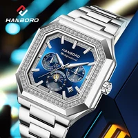 Montre mécanique automatique pour homme HANBORO, carrée, multifonctionnelle, tendance mode 1