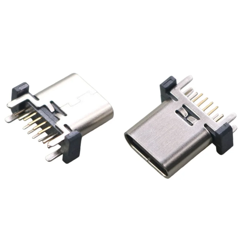 Vertical USB Type-C Female Port Connector – Adjustable Heights, 16-Pin